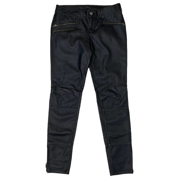 Free People Pants - Free People Faux Leather Pants Size 4 Zip Ankle Zipper Pockets Moto Skinny Black